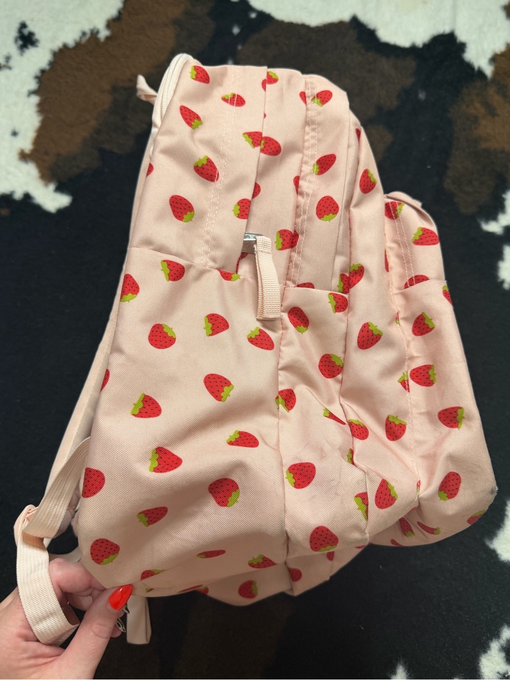 JanSport Pink Strawberry Print Backpack School Bag Cute - Picture 9 of 14